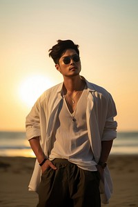 East Asian man wearing sunglasses adult men contemplation. AI generated Image by rawpixel.