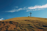 Cross on the hill sky outdoors cemetery. AI generated Image by rawpixel.