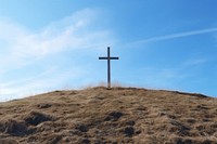 Cross on the hill outdoors cemetery nature. AI generated Image by rawpixel.