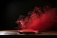 Empty wooden table with smoke red darkness lighting. AI generated Image by rawpixel.