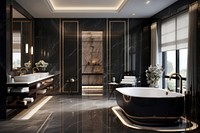 Luxurious bathroom design elegance bathtub floor. AI generated Image by rawpixel.