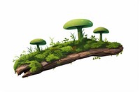A Green moss on rotten branch with mushroom green outdoors fungus. AI generated Image by rawpixel.