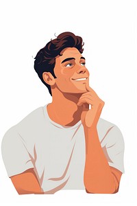 A Portrait of a european young man thinking happily portrait adult smile. AI generated Image by rawpixel.