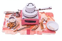 Stove camping white background cookware pink. AI generated Image by rawpixel.