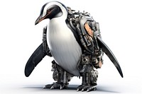 Cyborg penguin animal bird white background. AI generated Image by rawpixel.