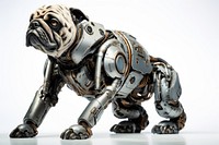 Cyborg pug sitting figurine animal mammal. AI generated Image by rawpixel.