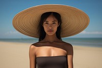Chinese woman in the beach portrait summer adult. AI generated Image by rawpixel.