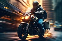 Adult with equipment riding motorcycle vehicle helmet wheel. AI generated Image by rawpixel.
