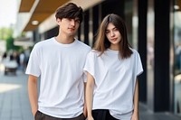 Wear white T-shirt t-shirt outdoors fashion. AI generated Image by rawpixel.