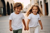 White T-shirt outdoors child girl. AI generated Image by rawpixel.