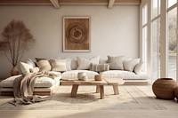 Living room in boho style architecture furniture building. AI generated Image by rawpixel.