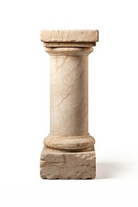 A small architectural antique stone pillar column with pedestal architecture white background sculpture. AI generated Image by rawpixel.