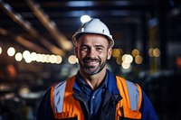 A worker in an industrial company factory hardhat helmet. AI generated Image by rawpixel.