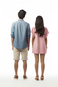 A young Asian man and woman standing with their backs to camera footwear looking sleeve. AI generated Image by rawpixel.