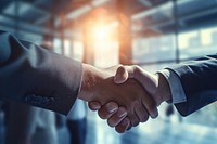 Businessmen making handshake with partner greeting adult agreement. AI generated Image by rawpixel.