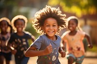 Group of african children running in the park smile happy cute. AI generated Image by rawpixel.