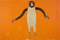 Monkey painting animal mammal. AI generated Image by rawpixel.