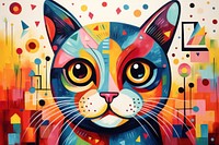 Cat art painting representation. AI generated Image by rawpixel.