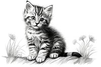 Cute kitten drawing animal mammal. AI generated Image by rawpixel.