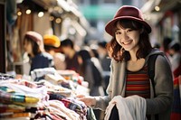 Japanese smiling in flee market in Tokyo Japan photography portrait smile. AI generated Image by rawpixel.