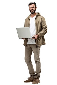 Male programer using his laptop standing computer adult. AI generated Image by rawpixel.