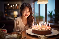 Happiness taiwanese student candle cake birthday. AI generated Image by rawpixel.