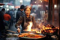 Korean woman food street adult. AI generated Image by rawpixel.