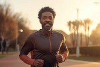 Black mature man casual running jogging sports adult. AI generated Image by rawpixel.