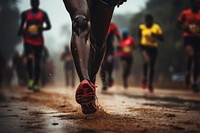 Black people community running charity marathon jogging sports determination. AI generated Image by rawpixel.