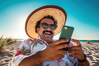 Hispanic mexican middle age man laughing glasses summer. AI generated Image by rawpixel.