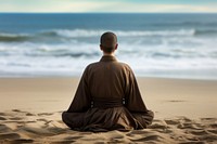 Spirituality japanese monk outdoors sitting. AI generated Image by rawpixel.