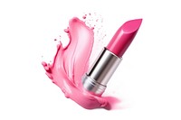 Pink lipstick cosmetics white background splattered. AI generated Image by rawpixel.