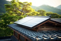 Solar panel house roof architecture. AI generated Image by rawpixel.
