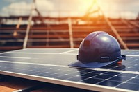 Solar panel hardhat helmet worker. AI generated Image by rawpixel.