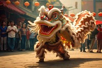 Traditional dancing dragon on chiense new year festival adult representation. AI generated Image by rawpixel.