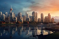Voncouver canada cityscape architecture metropolis. AI generated Image by rawpixel.