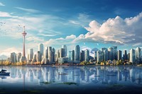 Voncouver canada cityscape architecture landscape. AI generated Image by rawpixel.