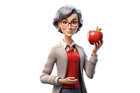 Female science teacher holding apple glasses cartoon adult. AI generated Image by rawpixel.