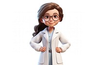 Young girl in lab coat cartoon adult white background. AI generated Image by rawpixel.