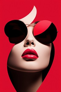 Girl power sunglasses lipstick portrait. AI generated Image by rawpixel.