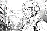 White AI robot city drawing comics. AI generated Image by rawpixel.