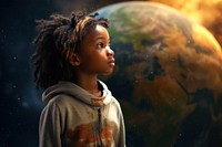 Learning about planets astronomy portrait photo. AI generated Image by rawpixel.