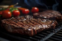 BBQ grilling cooking steak. AI generated Image by rawpixel.
