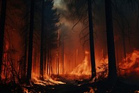 Burning forest fire bonfire burning destruction. AI generated Image by rawpixel.