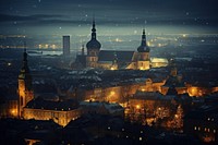 City view night architecture cityscape. AI generated Image by rawpixel.