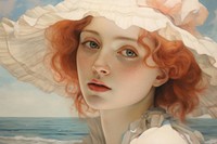 Woman at a beach painting portrait adult. AI generated Image by rawpixel.