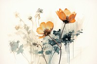 Flower painting graphics drawing. AI generated Image by rawpixel.