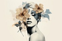 Woman flower portrait graphics. AI generated Image by rawpixel.