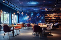 Galaxy-themed cafe architecture restaurant furniture. AI generated Image by rawpixel.