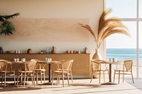 Beach-themed cafe architecture restaurant furniture. AI generated Image by rawpixel.